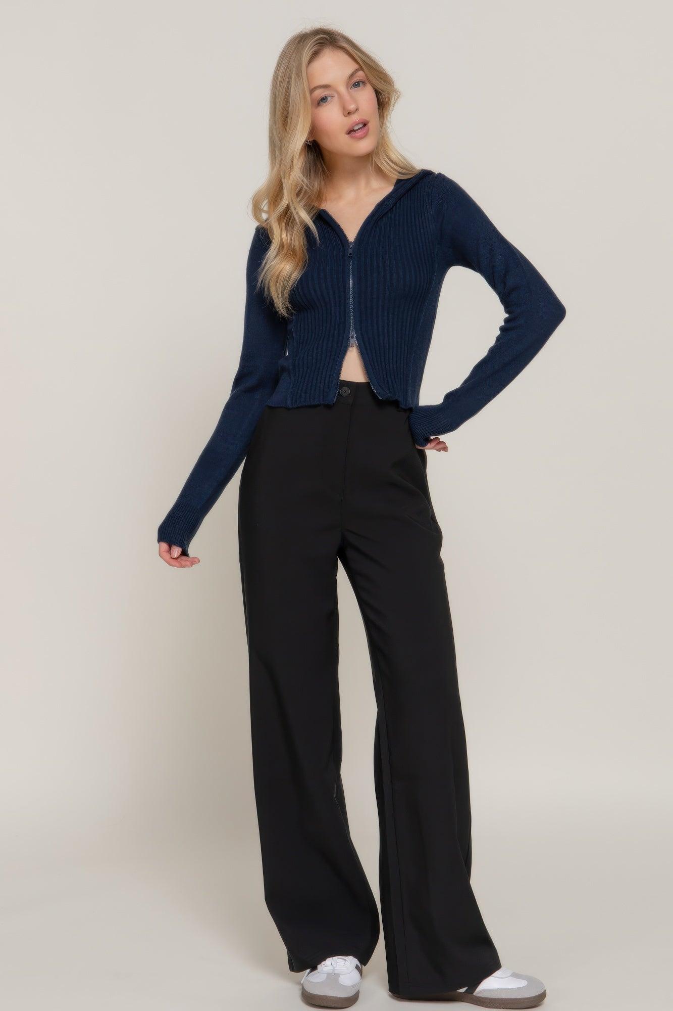 2-way zip closure sweater hoodie cardigan | Mixtshop LLC