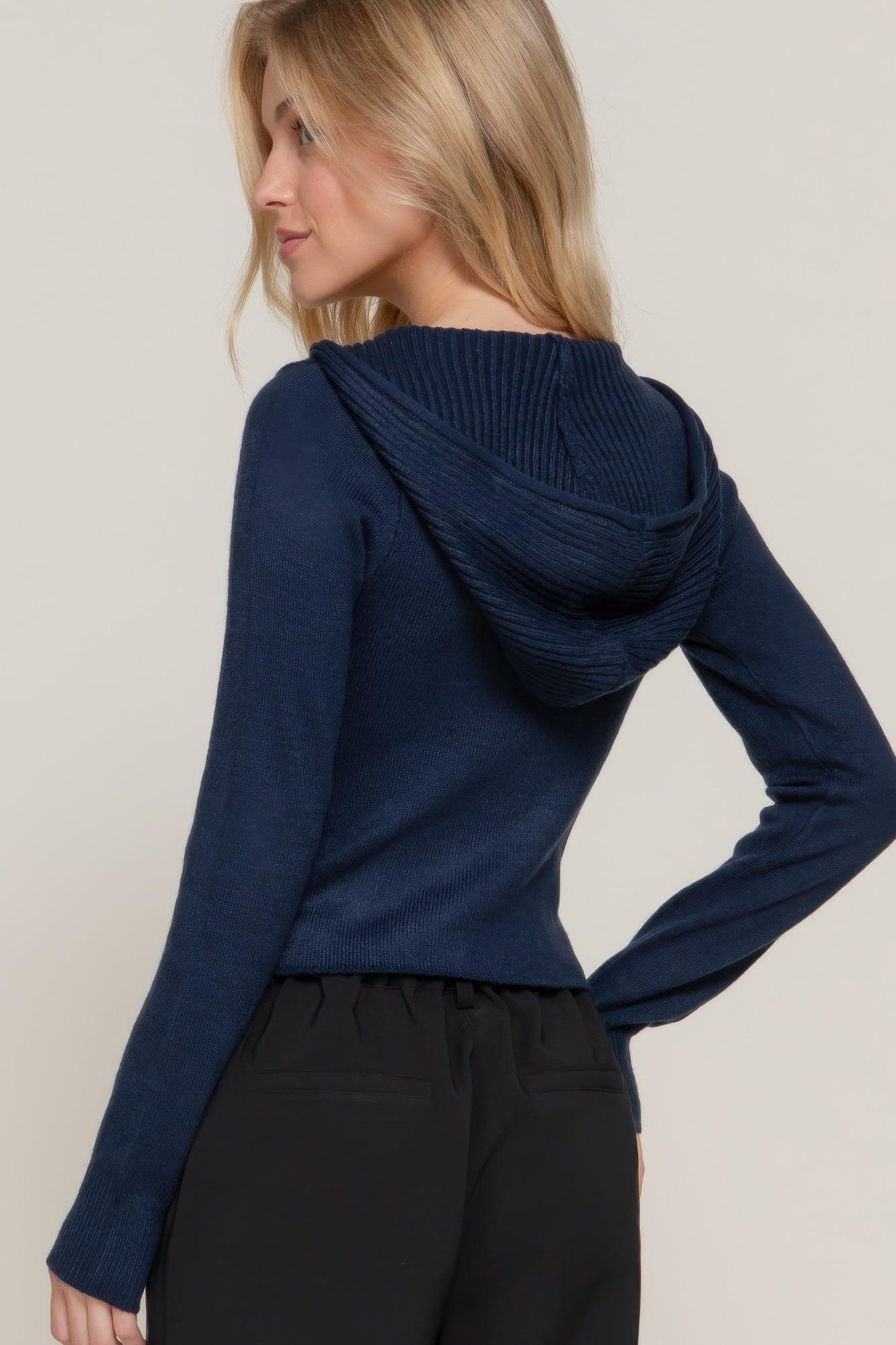 2-way zip closure sweater hoodie cardigan | Mixtshop LLC