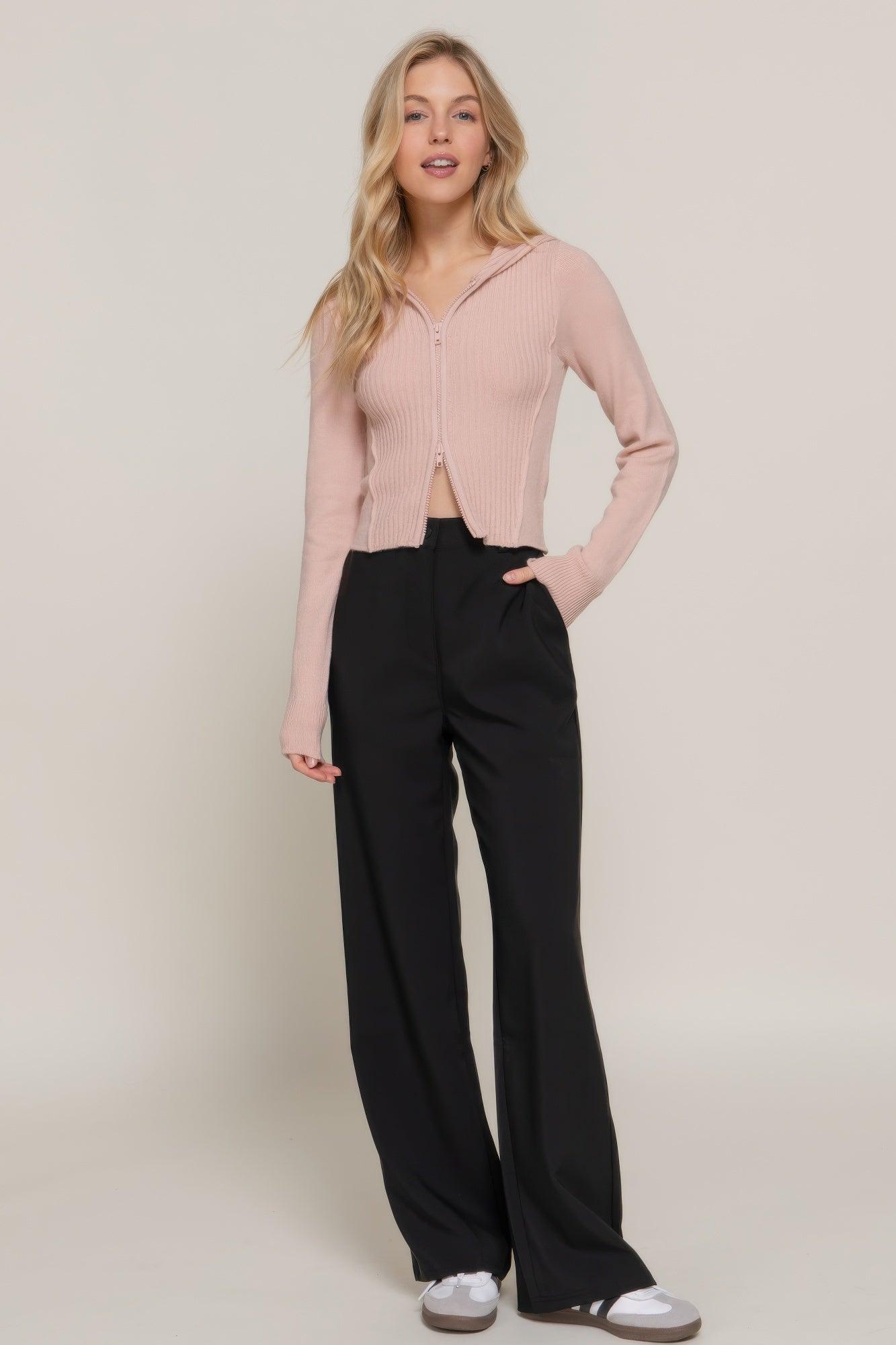 2-way zip closure sweater hoodie cardigan Secondary image