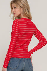 Long slv crew neck stripe sweater | Mixtshop LLC