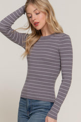 Long slv crew neck stripe sweater | Mixtshop LLC