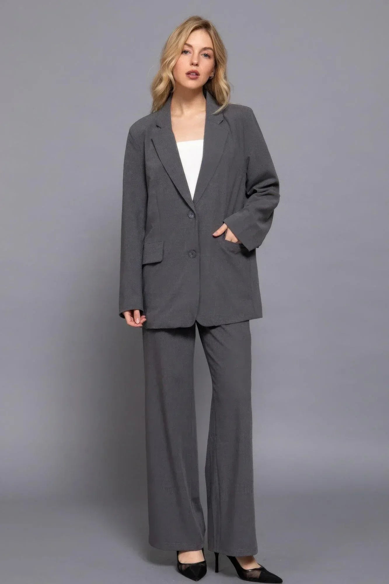 Long slv front button closure blazer Secondary image