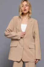 Long slv front button closure blazer | Mixtshop LLC