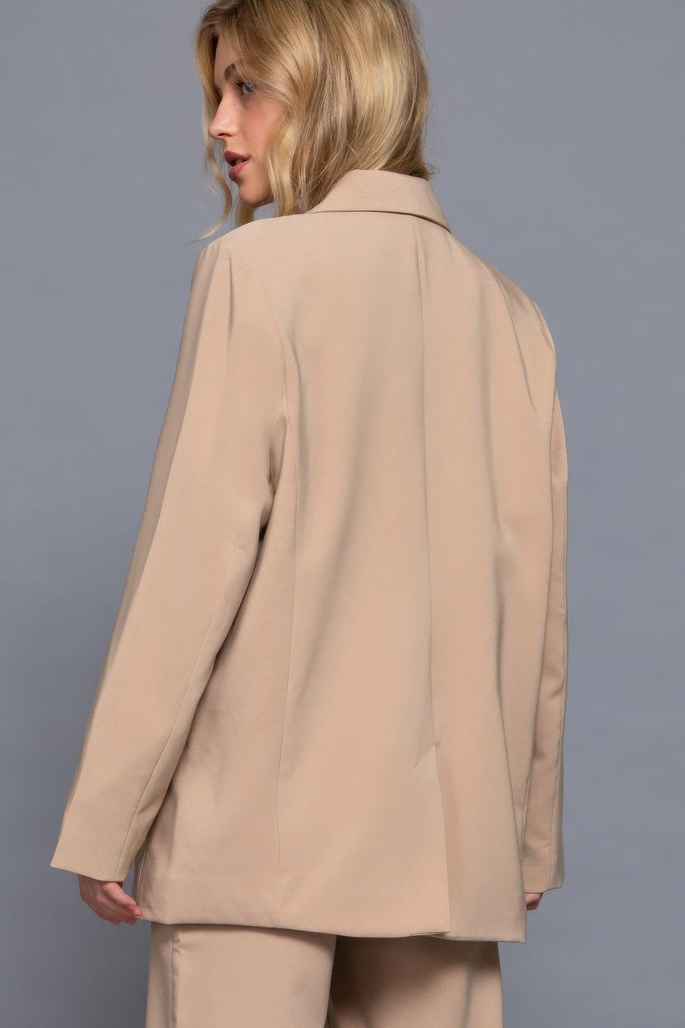 Long slv front button closure blazer | Mixtshop LLC