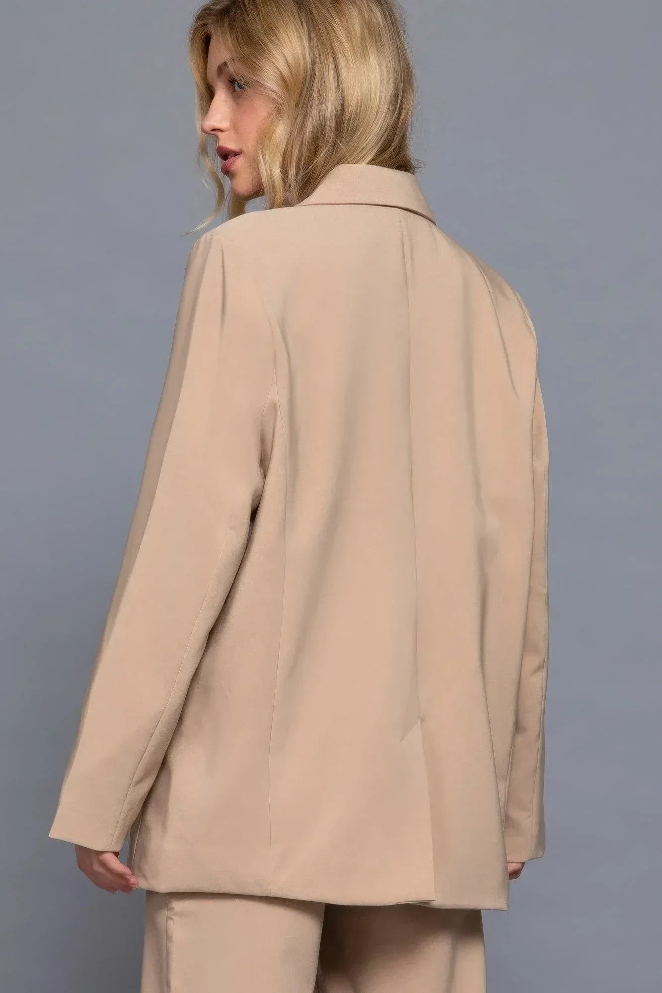 Long slv front button closure blazer | Mixtshop LLC