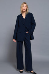 Back elastic straight woven long pants | Mixtshop LLC