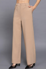 Back elastic straight woven long pants | Mixtshop LLC