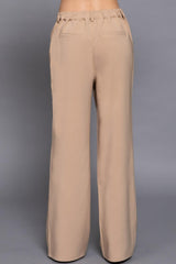 Back elastic straight woven long pants | Mixtshop LLC
