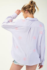 Embo detailed cotton gauze button down shirt | Mixtshop LLC