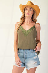 Laced textured poly woven camisole | Mixtshop LLC