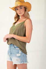 Laced textured poly woven camisole | Mixtshop LLC
