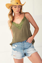 Laced textured poly woven camisole | Mixtshop LLC