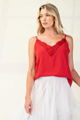 Laced textured poly woven camisole | Mixtshop LLC