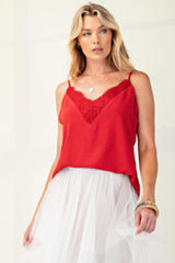 Laced textured poly woven camisole | Mixtshop LLC