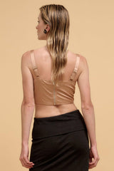 Floral sequins straight neck crop top | Mixtshop LLC