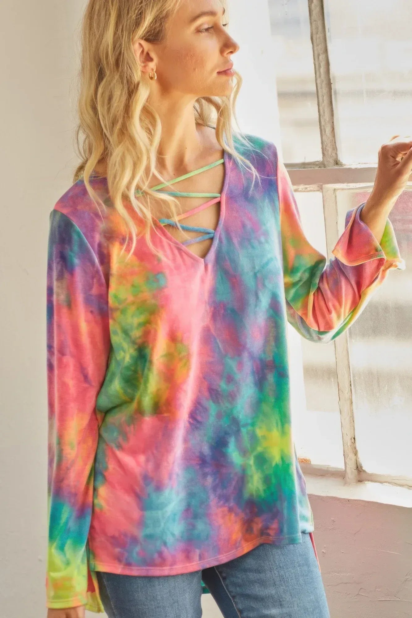 Tie-dye Cage Hi-low Top | Mixtshop LLC Main image