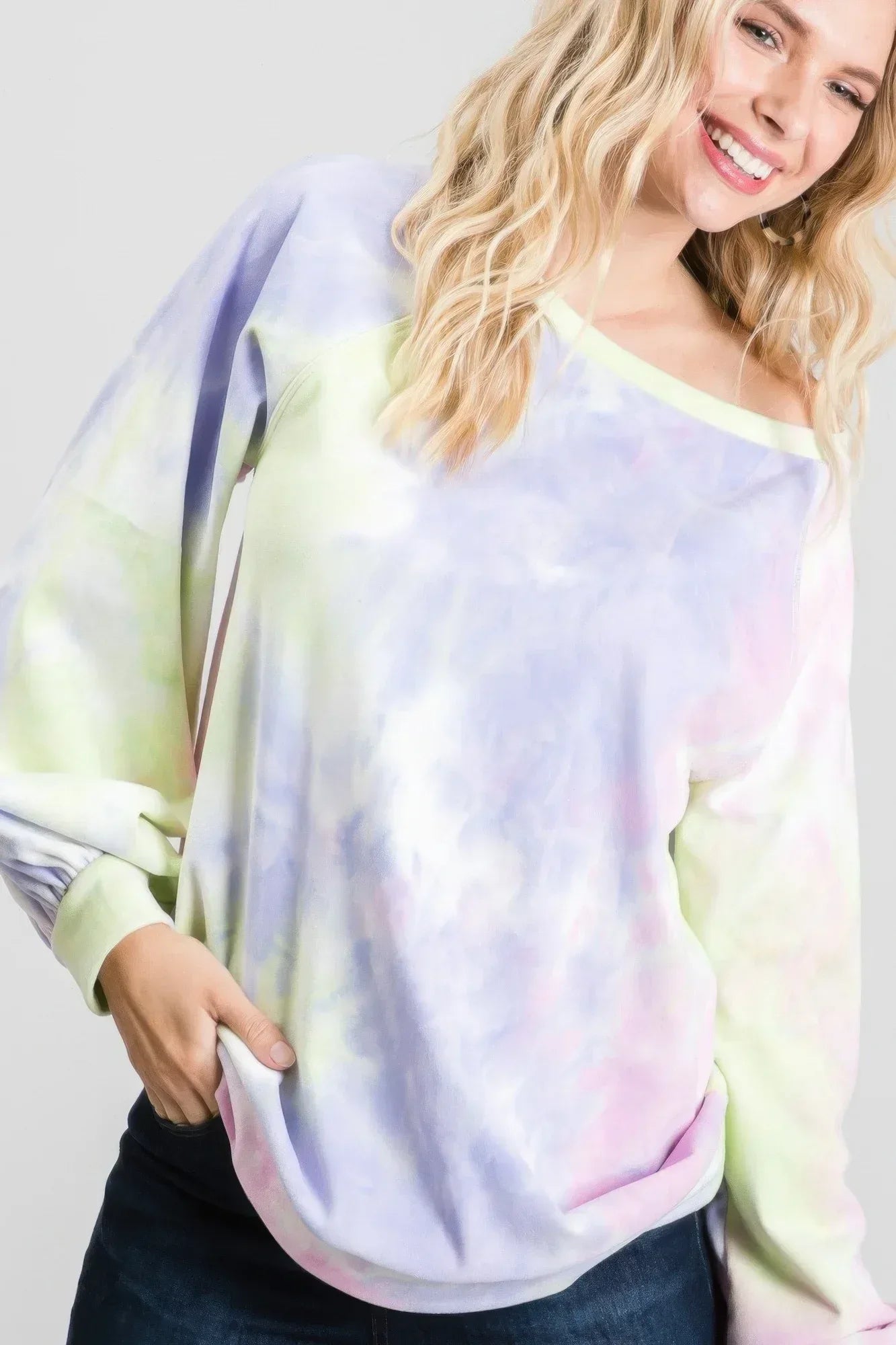 Tie-dye Puff Long Sleeve Top | Mixtshop LLC