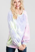 Tie-dye Puff Long Sleeve Top | Mixtshop LLC