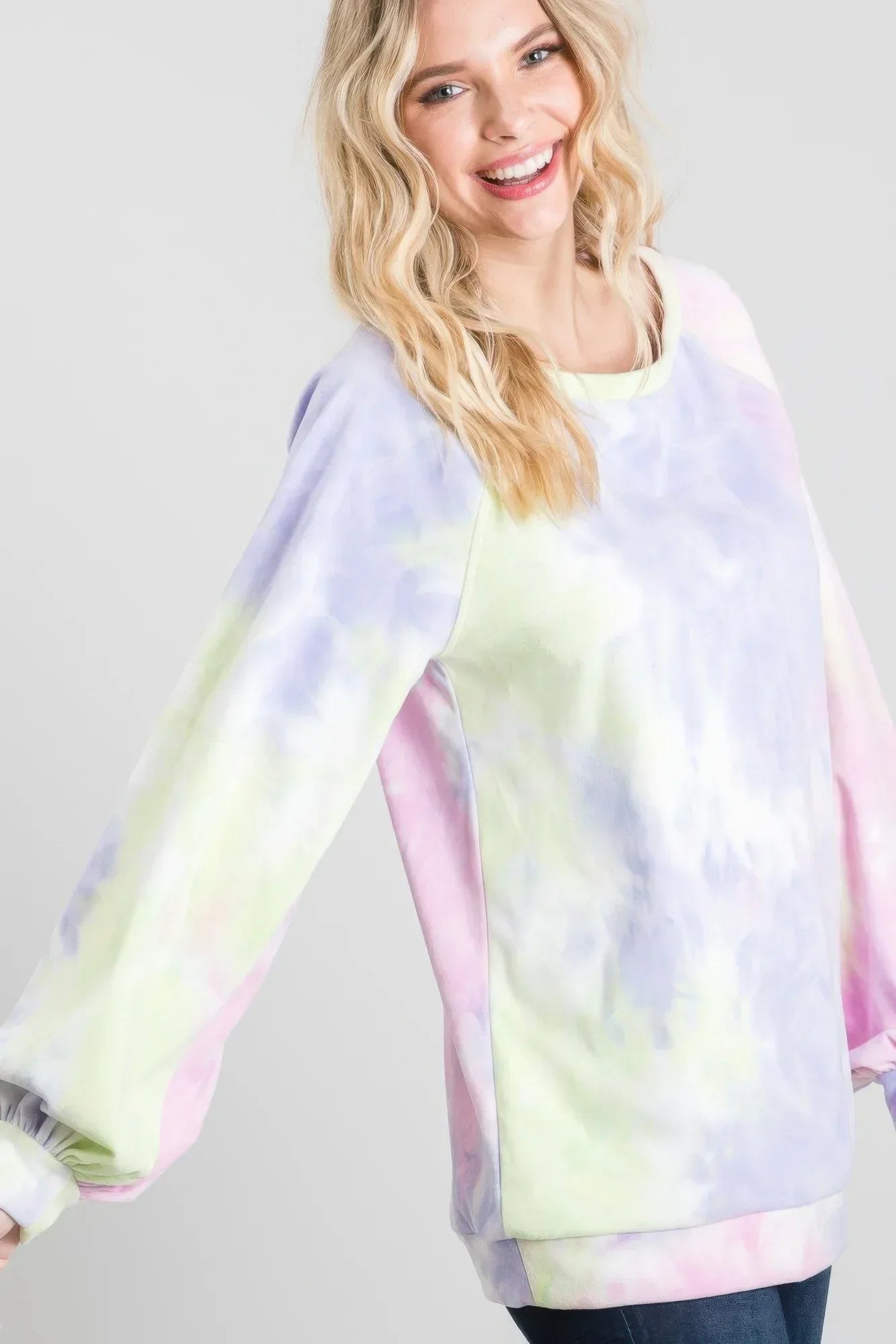 Tie-dye Puff Long Sleeve Top | Mixtshop LLC