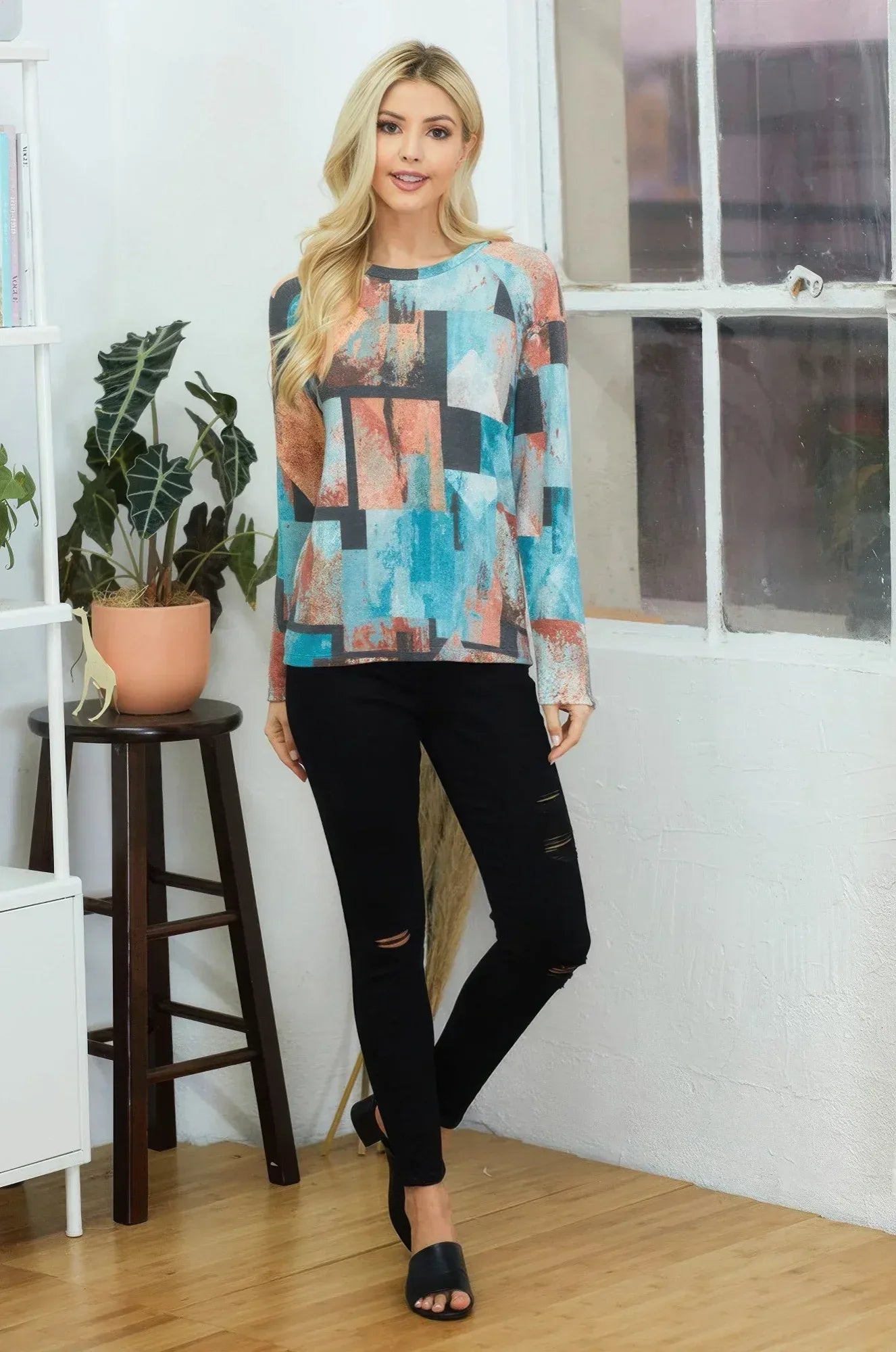 Artistic Open-back Long Sleeve Top | Mixtshop LLC