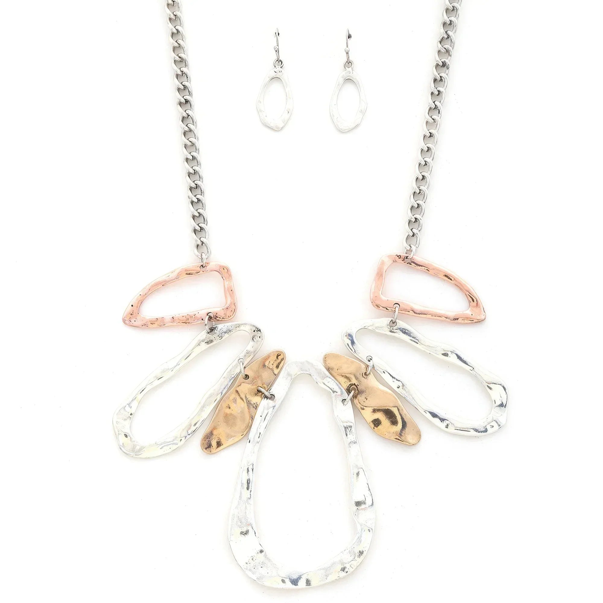 Fashion Open Oval Shape Design Chain Necklace And Earring Set | Mixtshop LLC Main image