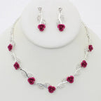 Rhinestone Rose Necklace Earring Set | Mixtshop LLC