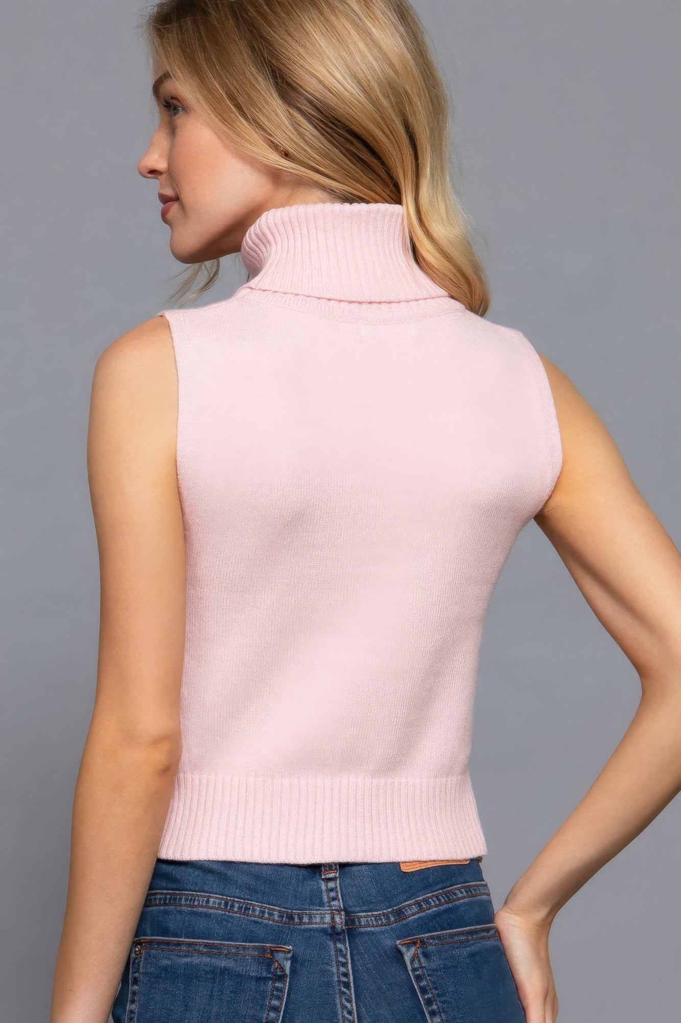Sleeveless Turtle Neck Sweater Top | Mixtshop LLC