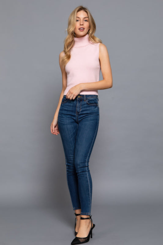 Sleeveless Turtle Neck Sweater Top | Mixtshop LLC