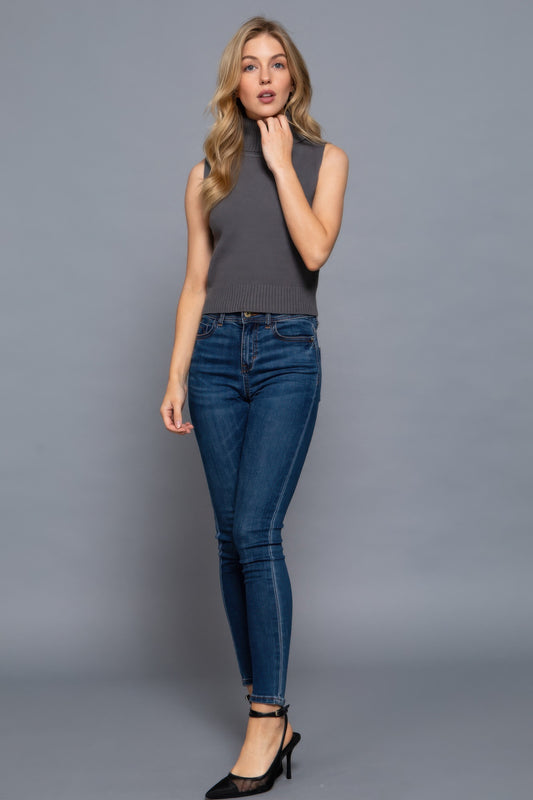 Sleeveless Turtle Neck Sweater Top | Mixtshop LLC