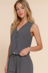 V-neckline W/front Button Closure Vest | Mixtshop LLC
