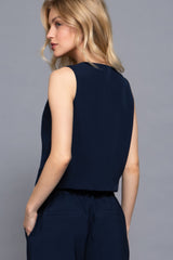 V-neckline W/front Button Closure Vest | Mixtshop LLC