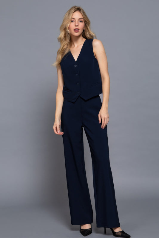 V-neckline W/front Button Closure Vest | Mixtshop LLC
