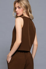 V-neckline W/front Button Closure Vest | Mixtshop LLC