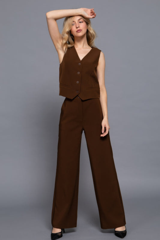 V-neckline W/front Button Closure Vest | Mixtshop LLC