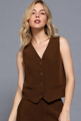 V-neckline W/front Button Closure Vest | Mixtshop LLC