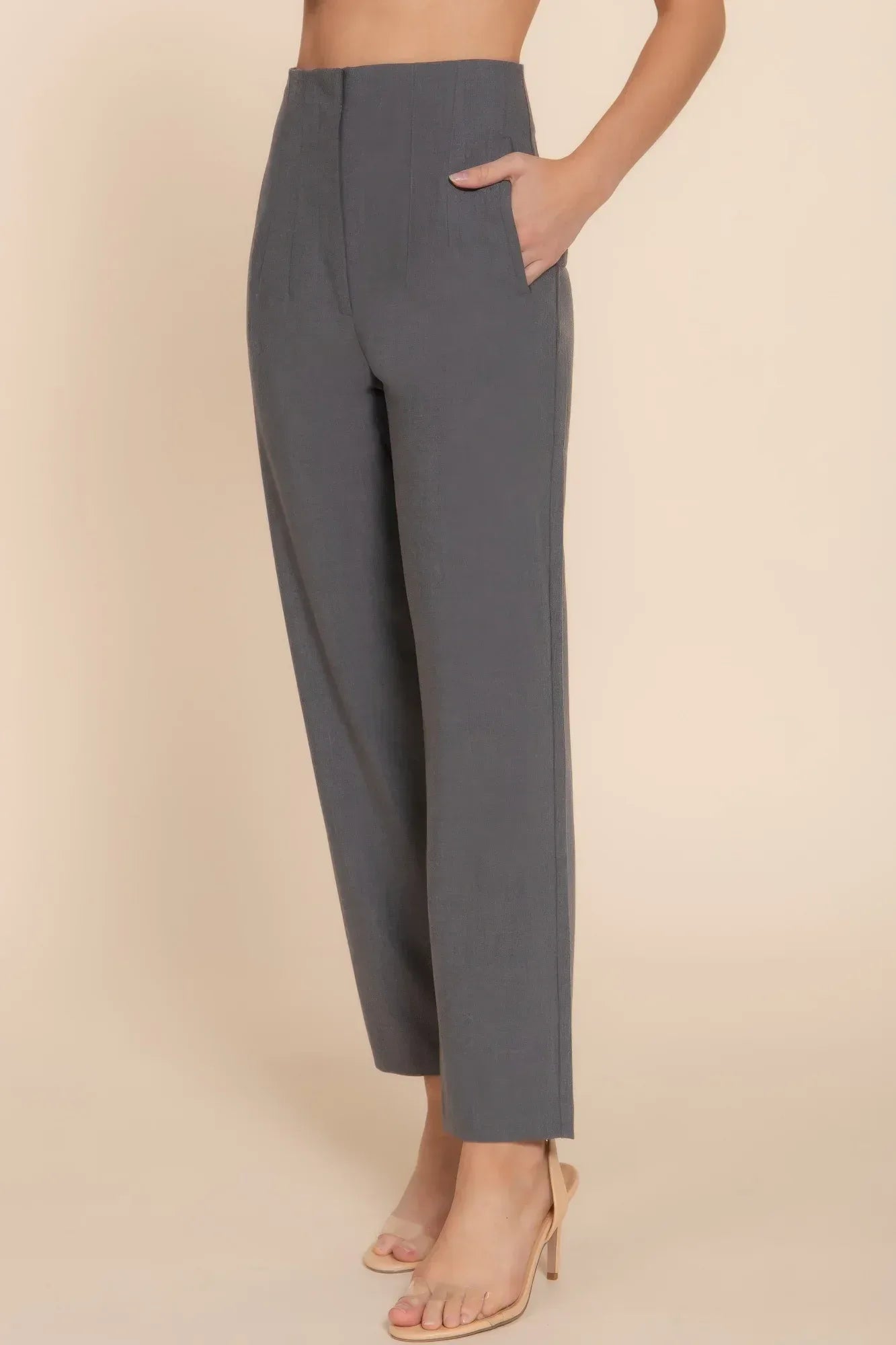 High Waist Pintuck Detail Long Pants | Mixtshop LLC