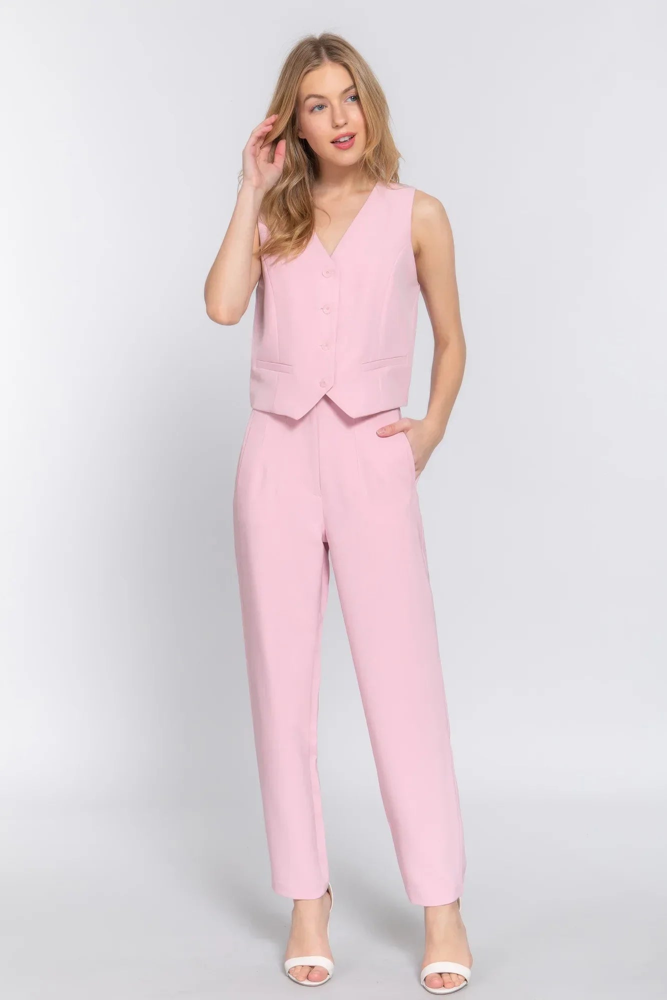 High Waist Pintuck Detail Long Pants Secondary image