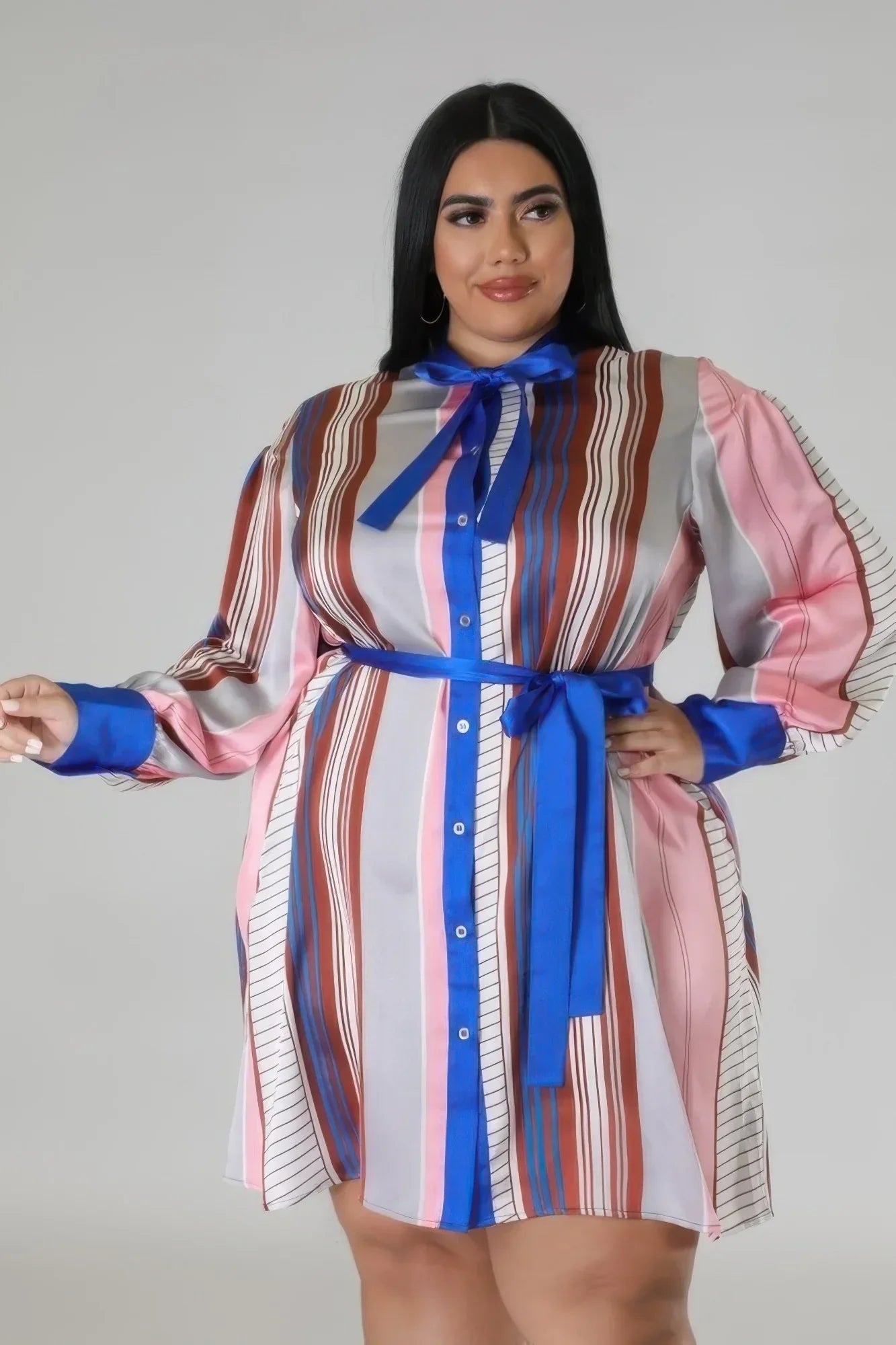 Long Sleeves Non-stretch Dress | Mixtshop LLC Main image