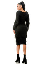 Knit Long Sleeve Fringe Dress | Mixtshop LLC