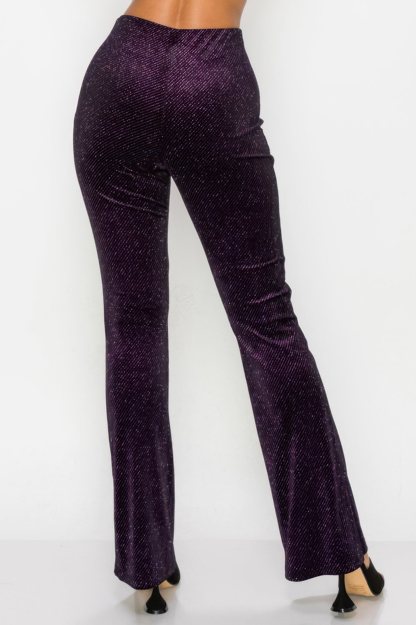 Glittery Flare High-rise Elastic Pants | Mixtshop LLC