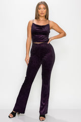 Glittery Flare High-rise Elastic Pants | Mixtshop LLC