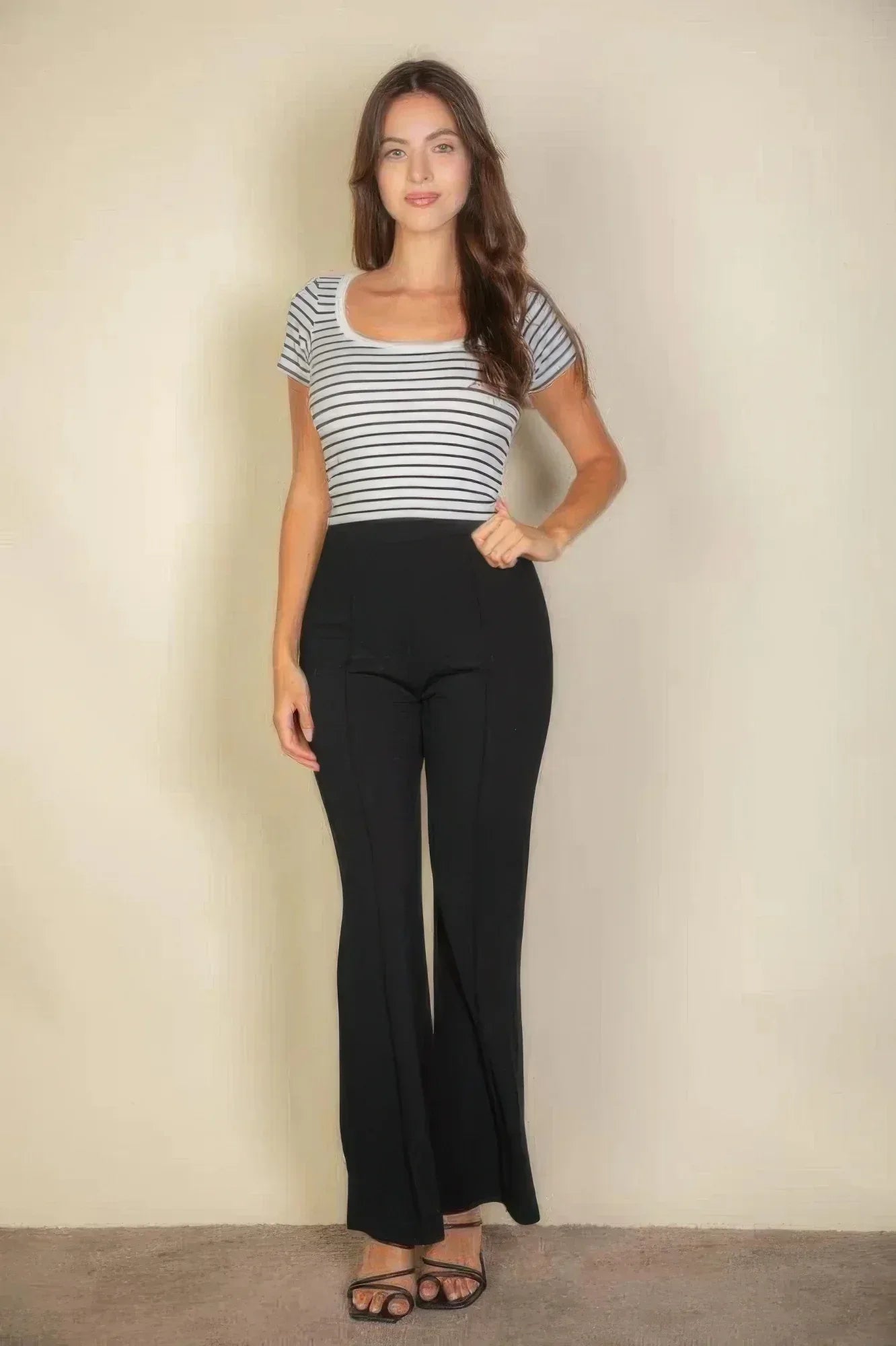 High Waist Stretch Crepe Flare Pants | Mixtshop LLC Main image