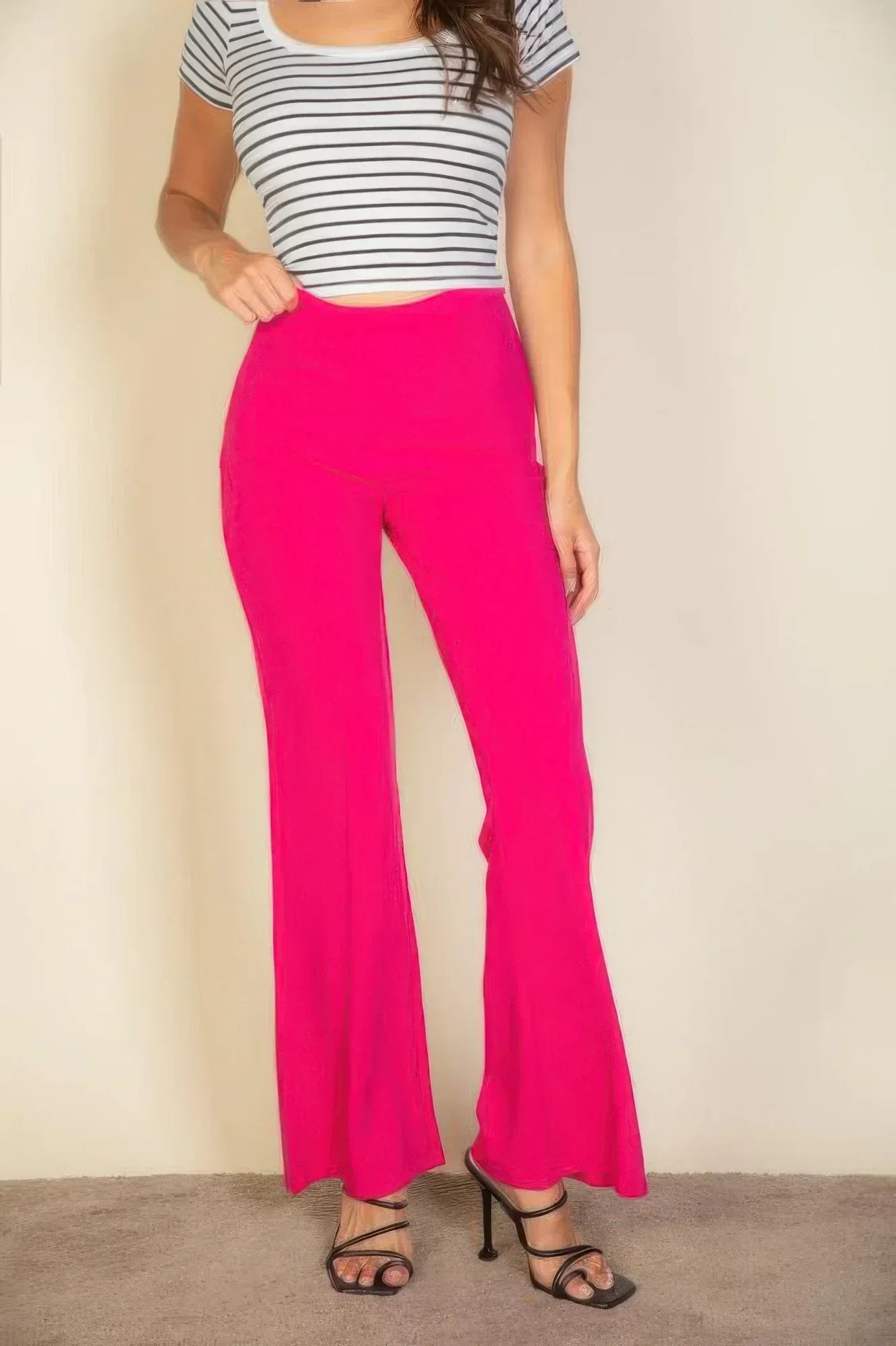 High Waist Stretch Crepe Flare Pants | Mixtshop LLC Main image