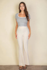 High Waist Stretch Crepe Flare Pants | Mixtshop LLC