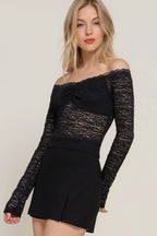 Off The Shoulder Stretch Lace Top | Mixtshop LLC