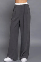Contrast Waist Boxer Straight Long Pants | Mixtshop LLC