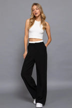Contrast Waist Boxer Straight Long Pants | Mixtshop LLC