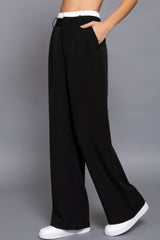 Contrast Waist Boxer Straight Long Pants | Mixtshop LLC