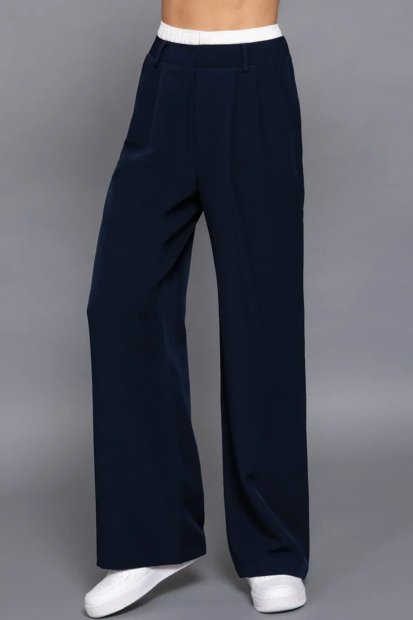 Contrast Waist Boxer Straight Long Pants | Mixtshop LLC Main image
