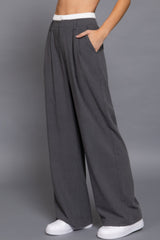 Contrast Waist Boxer Straight Long Pants | Mixtshop LLC